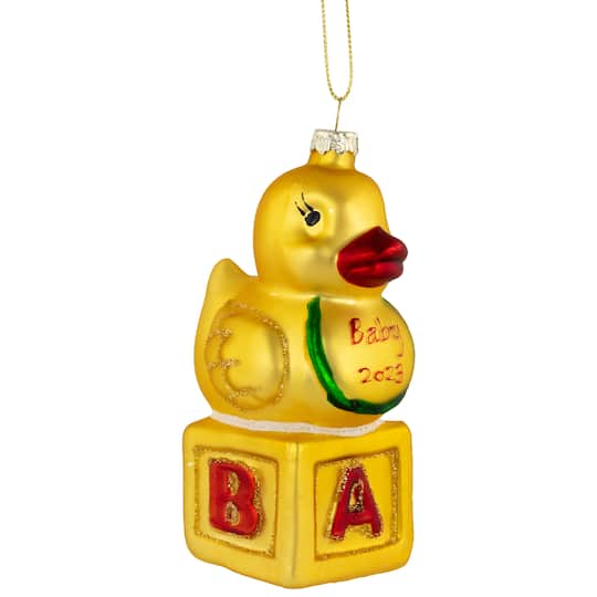 Ducky New Baby 2023 Glass Christmas Ornament - 5"
